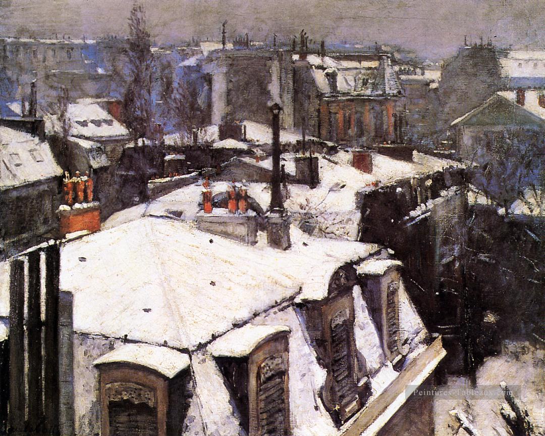 Rooftops Under Snow Gustave Caillebotte Peintures à l'huile
